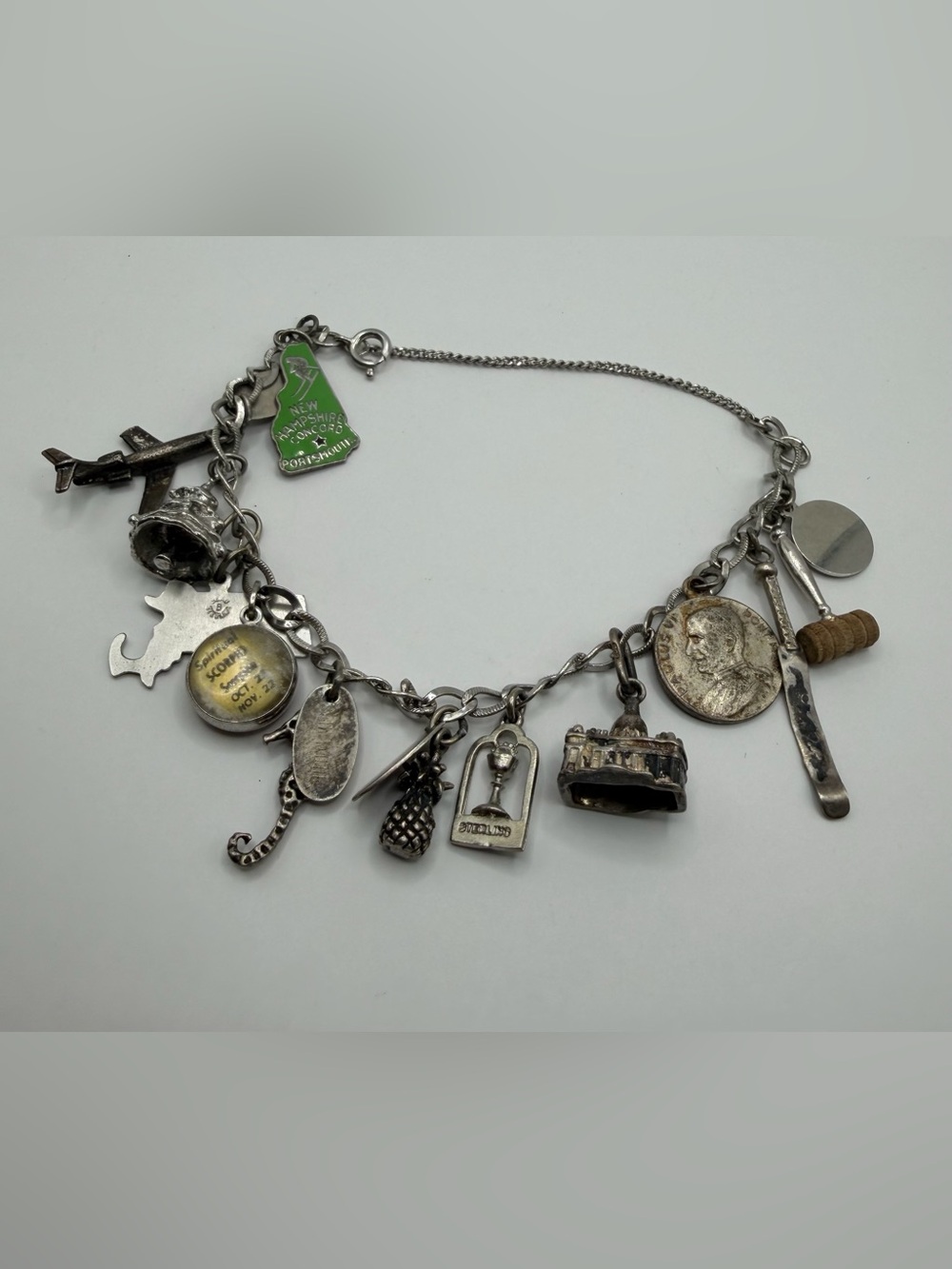 Vintage Silver Mixed Charm Bracelet